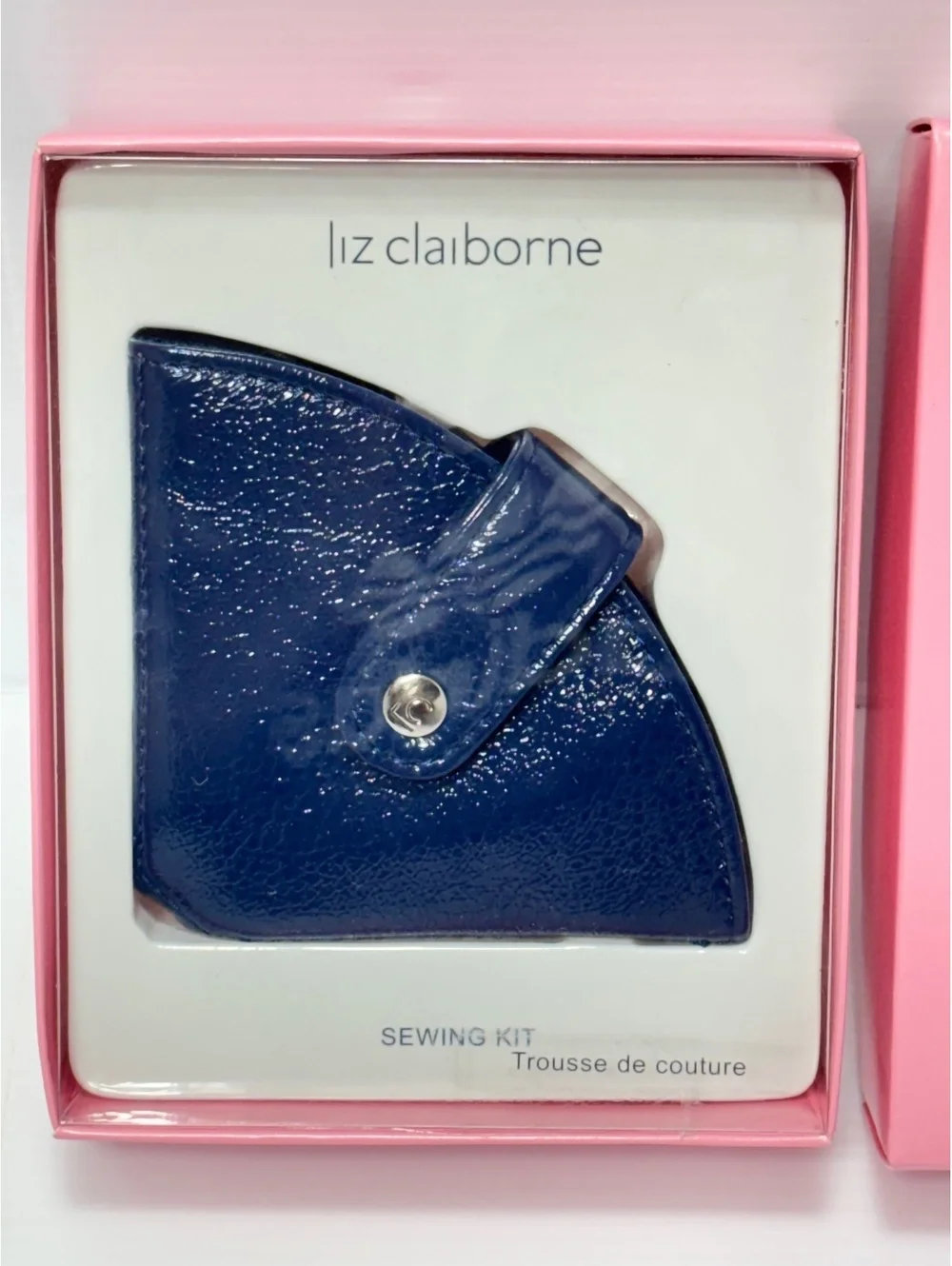 Liz Claiborne Compact Navy Blue Sewing Kit with Scissors, Tape Measure, and Pins